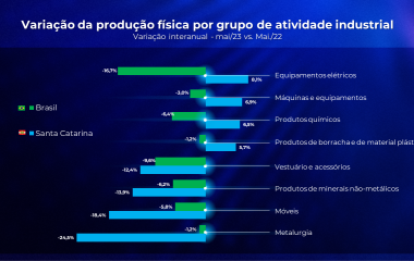 Menor demanda interna por insumos industriais afeta produção catarinense em maio
