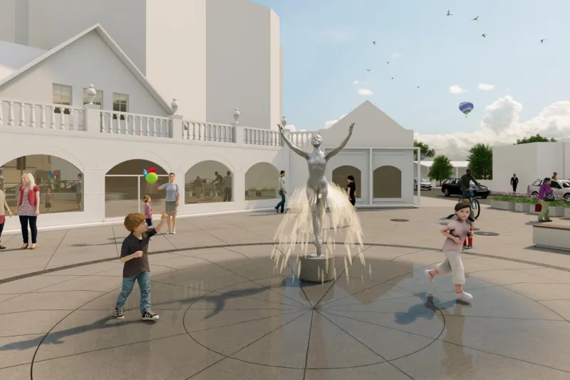 Projeto da Praça da Bailarina foi apresentado nesta segunda-feira (29) na assinatura da ordem de serviço. Foto: Divulgação/Prefeitura de Joinville 