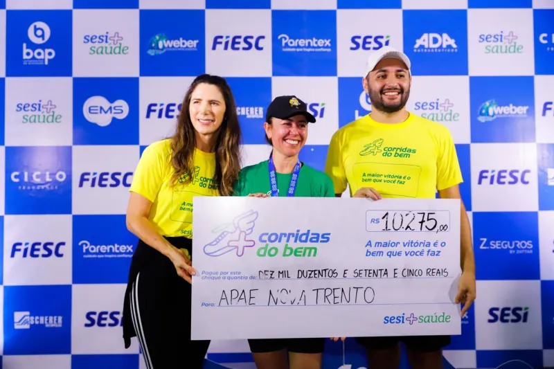 APAE de Nova Trento recebeu R$ 10,2 mil de parte do valor das inscrições, de Brusque