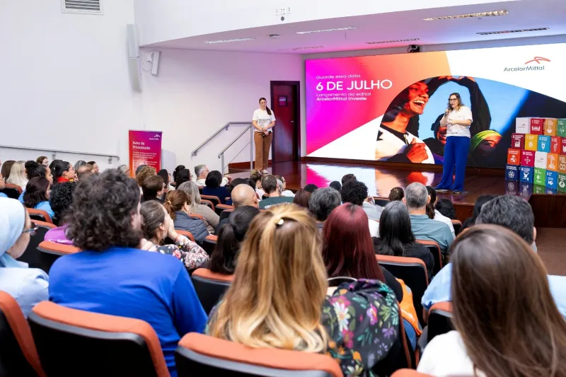 Evento de lançamento do edital em unidade catarinense da produtora de aço (Divulgação)