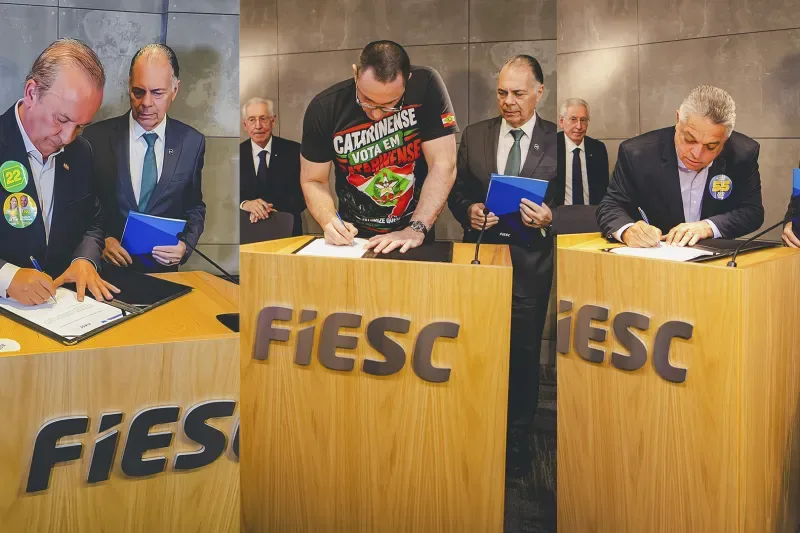 Na FIESC, candidatos a governador assinam compromisso de não elevar carga tributária